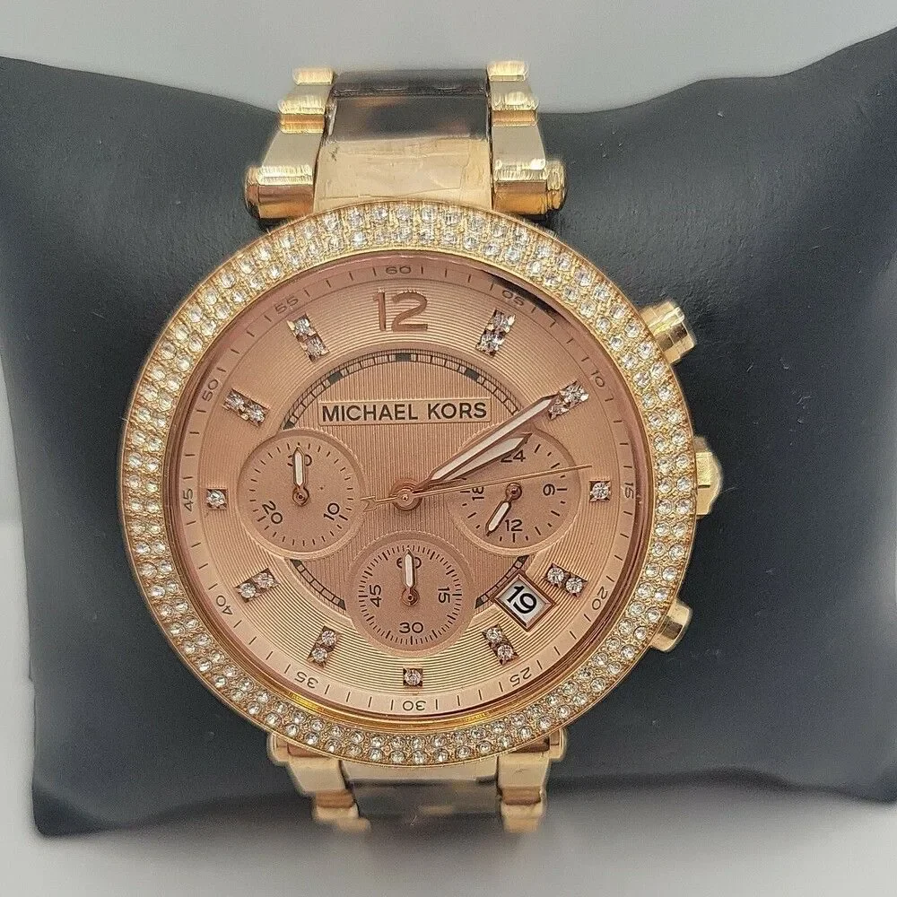 Michael Kors Parker MK5538 Women's Stainless Steel Analog Rose Dial Watch AM676